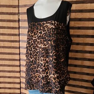 Chico's Black and Brown Leopard Sleeveless Tank Top